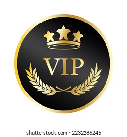 black vip circle crown. Certificate design. Elegant luxury. Vector illustration. Stock image.