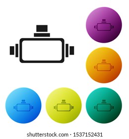 Black Virtual reality glasses icon isolated on white background. Stereoscopic 3d vr mask. Set icons colorful circle buttons. Vector Illustration