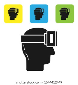 Black Virtual reality glasses icon isolated on white background. Stereoscopic 3d vr mask. Set of colorful square icon buttons. Vector Illustration