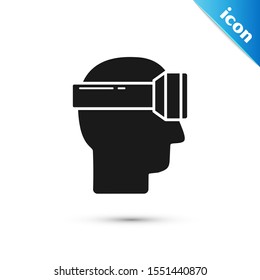 Black Virtual reality glasses icon isolated on white background. Stereoscopic 3d vr mask.  Vector Illustration