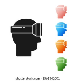 Black Virtual reality glasses icon isolated on white background. Stereoscopic 3d vr mask. Set icons colorful. Vector Illustration