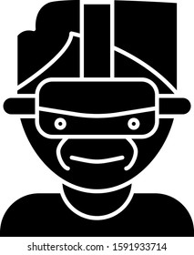 Black Virtual reality glasses icon isolated on white background. Stereoscopic 3d vr mask.  Vector Illustration