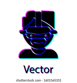 Black Virtual reality glasses icon isolated on white background. Stereoscopic 3d vr mask.  Vector Illustration