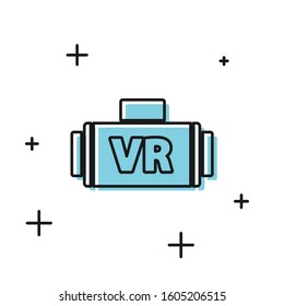 Black Virtual reality glasses icon isolated on white background. Stereoscopic 3d vr mask.  Vector Illustration