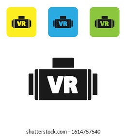 Black Virtual reality glasses icon isolated on white background. Stereoscopic 3d vr mask. Set icons colorful square buttons. Vector Illustration