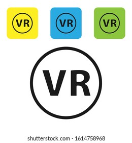 Black Virtual reality glasses icon isolated on white background. Stereoscopic 3d vr mask. Set icons colorful square buttons. Vector Illustration