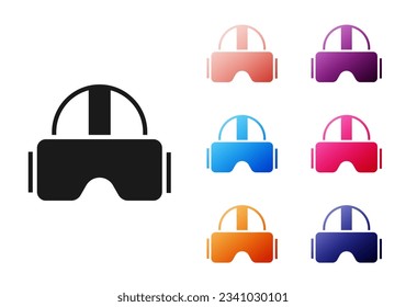 Black Virtual reality glasses icon isolated on white background. Stereoscopic 3d vr mask. Set icons colorful. Vector Illustration