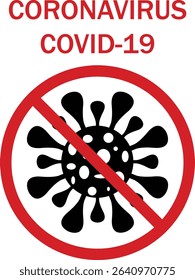 Black Virus. Coronavirus COVID-19 stop sign illustration. Medical awareness symbol to prevent virus spread. Perfect for health posters, infographics, and public safety campaigns.