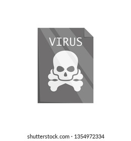 black virus document with skull and bones , vector