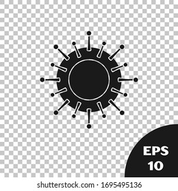 Black Virus icon isolated on transparent background. Corona virus 2019-nCoV. Bacteria and germs, cell cancer, microbe, fungi.  Vector Illustration
