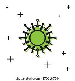 Black Virus icon isolated on white background. Corona virus 2019-nCoV. Bacteria and germs, cell cancer, microbe, fungi.  Vector Illustration