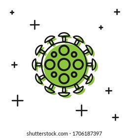 Black Virus icon isolated on white background. Corona virus 2019-nCoV. Bacteria and germs, cell cancer, microbe, fungi.  Vector Illustration