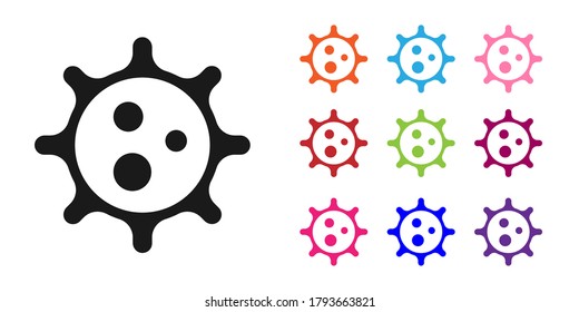 Black Virus icon isolated on white background. Corona virus 2019-nCoV. Bacteria and germs, cell cancer, microbe, fungi. Set icons colorful. Vector Illustration