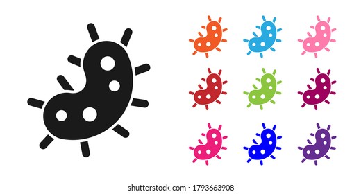 Black Virus icon isolated on white background. Corona virus 2019-nCoV. Bacteria and germs, cell cancer, microbe, fungi. Set icons colorful. Vector Illustration