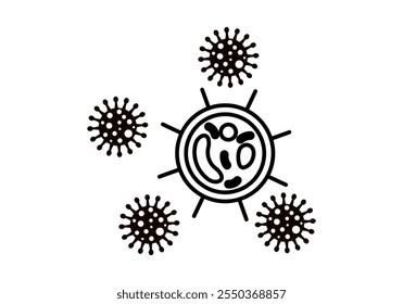 Black virus icon on white background