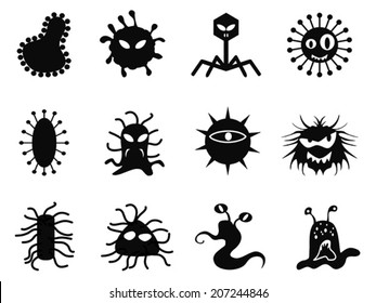 black virus icons set