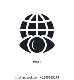 black visit isolated vector icon. simple element illustration from big data concept vector icons. visit editable black logo symbol design on white background. can be use for web and mobile