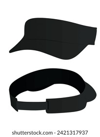 Black visor cap. vector illustration