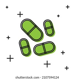 Black Vitamin complex of pill capsule icon isolated on white background. Healthy lifestyle.  Vector