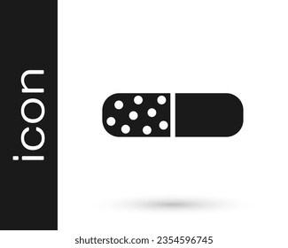 Schwarzer Vitamin-Komplex von Kapselpilzen Symbol einzeln auf weißem Hintergrund. Gesunder Lebensstil.  Vektorgrafik
