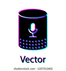 Black Voice assistant icon isolated on white background. Voice control user interface smart speaker. Vector Illustration