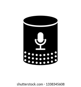 Black Voice assistant icon isolated on white background. Voice control user interface smart speaker. Vector Illustration