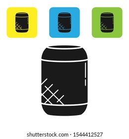 Black Voice assistant icon isolated on white background. Voice control user interface smart speaker. Set of colorful square icon buttons. Vector Illustration