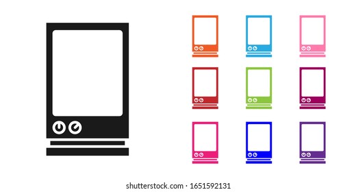 Black Voice assistant icon isolated on white background. Voice control user interface smart speaker. Set icons colorful. Vector Illustration
