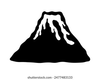 Black volcano. Flat volcanic eruption.