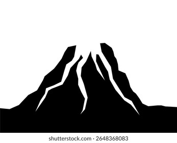 Black volcano. Flat volcanic eruption.