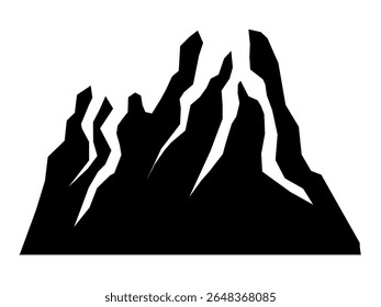 Black volcano. Flat volcanic eruption.