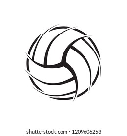 Black volleyball ball silhouette with sample text. eps10