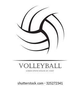 Black volleyball ball silhouette with sample text. eps10