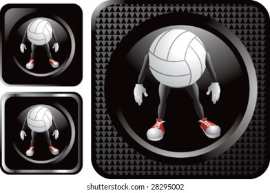 black volleyball man web button