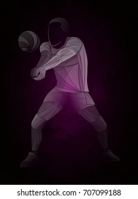 Black volleyball player. Dark-skinned athlete. dark purple transparent volleyball player