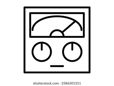 Black voltmeter gauge icon on white background