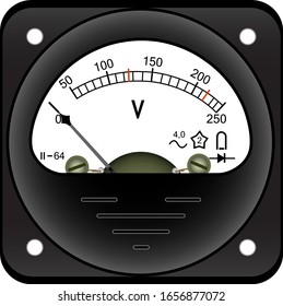 A black voltmeter (year 1964) for 50-250 volt of alternating current