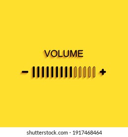 Black Volume adjustment icon isolated on yellow background. Long shadow style. Vector.