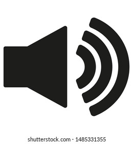 Black volume up icon isolated on white background