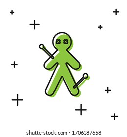 Black Voodoo doll icon isolated on white background.  Vector Illustration