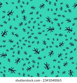 Black Voodoo doll icon isolated seamless pattern on green background.  Vector