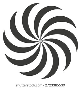 Símbolo de vórtice preto. Ícone de movimento de raios radiais