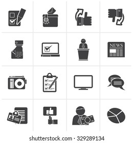 Black Voting and elections icons - vector icon set