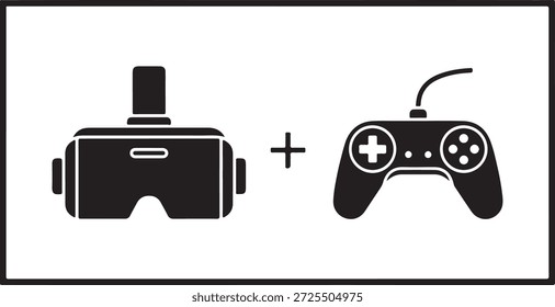 Fone de ouvido vr preto e controlador de jogo em jogos de realidade virtual branco