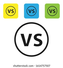 Black VS Versus battle icon isolated on white background. Competition vs match game, martial battle vs sport. Set icons colorful square buttons. Vector Illustration