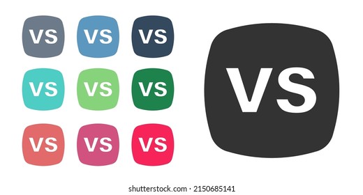 Black VS Versus battle icon isolated on white background. Competition vs match game, martial battle vs sport. Set icons colorful. Vector