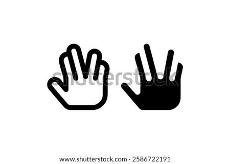 Black Vulcan salute hand icon for greeting Vector