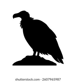 Black vulture silhouette vector flat illustration design.