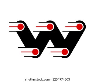 black W initial alphabet design