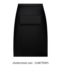 Black waist apron mockup. Realistic illustration of black waist apron vector mockup for web design isolated on white background